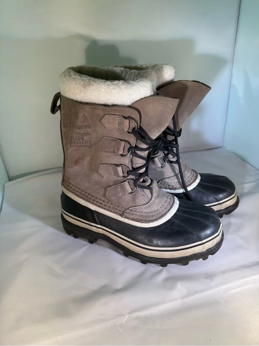 Sorel Kids Winter Lace-Up Snow Boots - Gray and Black with White Trim